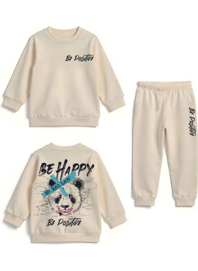 Myada Premium Be Happy Positive Printed Bottom Top Child Set 22524 - Image 1